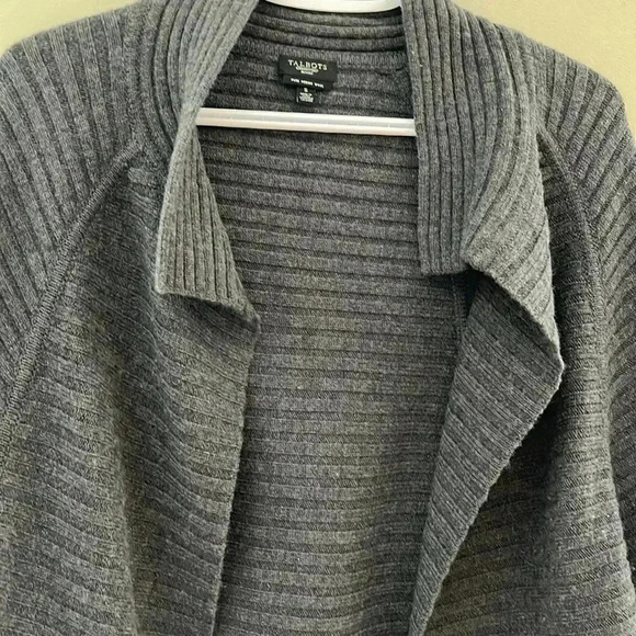 [SP]Talbot Fine Merino Wool Women Petite Gray  Cardigan/ Poncho - Picture 6 of 11